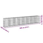 vidaXL Panier gabion avec couvercle 800x100x150 cm fer galvanisé