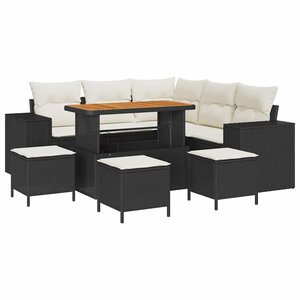 vidaXL Ensemble de canapé de jardin 9 Pièces Noir polyrotin