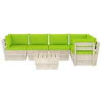 vidaXL Salon de jardin palette 6 Pièces avec coussins bois d'épicéa