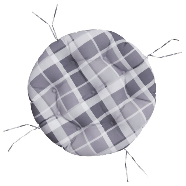vidaXL Coussin rond motif à carreaux gris Ø 60 x11 cm tissu oxford