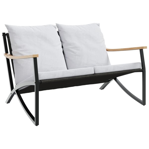 vidaXL Banc de jardin avec coussins 120 cm noir acier
