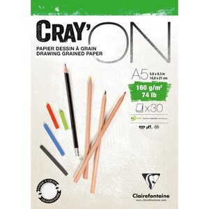 Bloc cray'on a5 - 30 feuilles - 160g - clairefontaine