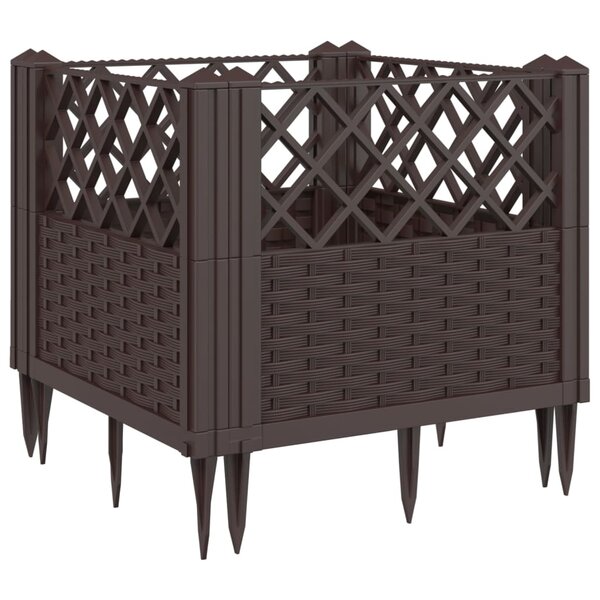 vidaXL Jardinière avec piquets marron 43 5x43 5x43 5 cm PP