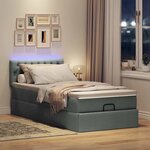 vidaXL Cadre de lit ottoman avec matelas gris foncé 100x200 cm tissu