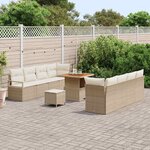 vidaXL Ensemble de canapé de jardin 11 Pièces Beige Poly rotin
