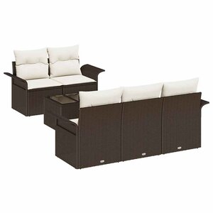 vidaXL Ensemble de canapé de jardin avec coussin 6 Pièces Marron et Crème