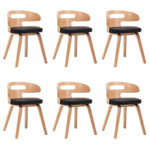 vidaXL Chaises à manger lot de 6 noir bois courbé et similicuir