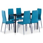 vidaXL Ensemble à dîner 7 Pièces Bleu