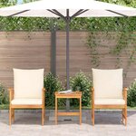 vidaXL Ensemble de canapé de jardin avec coussin 3 Pièces Huile Naturelle