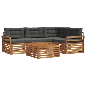 vidaXL Ensemble de canapés d'extérieur 5 pc Naturel et Anthracite