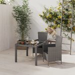 vidaXL Ensemble à manger d'extérieur 3Pièces coussins gris résine tressée