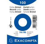 Paquet 100 fiches sous film - bristol uni non perforé 74x105mm - Blanc EXACOMPTA