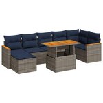 vidaXL Salon de jardin 8 Pièces avec coussins gris résine tressée