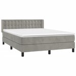 vidaXL Sommier à lattes de lit et matelas Gris clair 140x200cm Velours