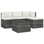 vidaXL Salon palette de jardin 5 Pièces avec coussins Bois de pin massif