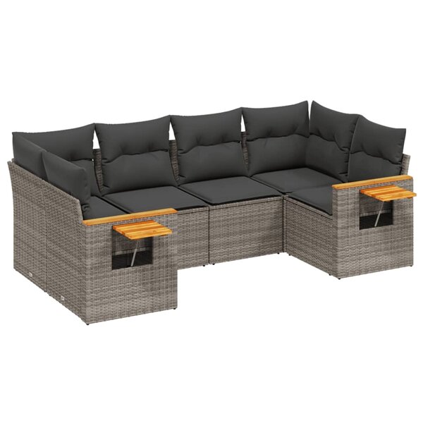 vidaXL Salon de jardin 6 Pièces avec coussins gris résine tressée