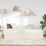 vidaXL Cadre de lit d'angle avec matelas Autre 2 Pièces Crème Velours