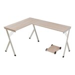 Bureau table poste de travail 158 x 120 x 75 cm blanc effet chêne 03_0009069