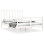 vidaXL Cadre de lit avec tête de lit blanc 140x190 cm bois massif