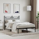vidaXL Cadre de lit métal sans matelas avec tête de lit noir 120x200cm