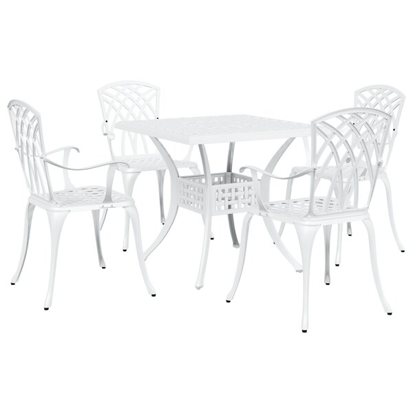 Ensemble de repas de jardin de 5 pièces vidaXL en aluminium coulé blanc