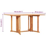 vidaXL Table pliable de jardin papillon 150x90x75 cm Bois teck solide