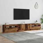 vidaXL Meuble TV avec lumières LED vieux bois bois d'ingénierie