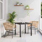 vidaXL Ensemble de salle à manger pour jardin 3 Pièces Marron Poly rotin