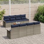 vidaXL Ensemble de canapé de jardin avec coussin 9 Pièces Gris polyrotin