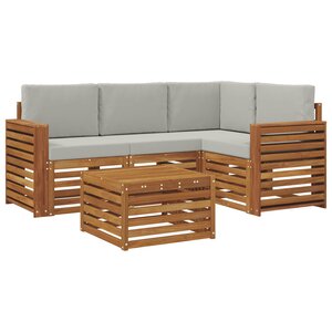 vidaXL Ensemble de canapés d'extérieur 5 Pièces Gris Naturel et Clair