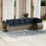 vidaXL Salon de jardin 6 Pièces avec coussins gris résine tressée