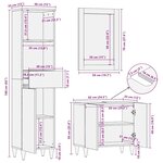 vidaXL Set de meubles de salle de bain 3 Pièces Marron 62 x 33 x 58 cm