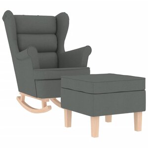 vidaXL Chaise à bascule avec repose-pied Gris foncé Tissu