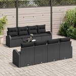 vidaXL Ensemble de canapé de jardin avec stockage 9 Pièces Noir polyrotin