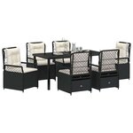 vidaXL Ensemble de salle à manger pour jardin 7 Pièces Noir polyrotin