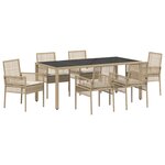 Ensemble de salle à manger de jardin 7 pièces vidaXL avec coussins beige en poly rotin