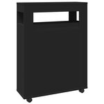 vidaXL Meuble étroit de salle de bain à roulettes noir