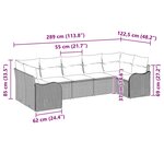 Ensemble de canapés de jardin 7 pièces avec coussins marron en poly rotin