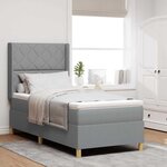 vidaXL Lit à Ressorts avec matelas Gris clair 90 x 200 cm tissu