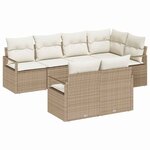 vidaXL Ensemble de canapé de jardin 7 Pièces Beige et blanc polyrotin