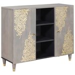 vidaXL Buffet Gris et or 90 x 33.5 x 75 cm Bois de manguier massif