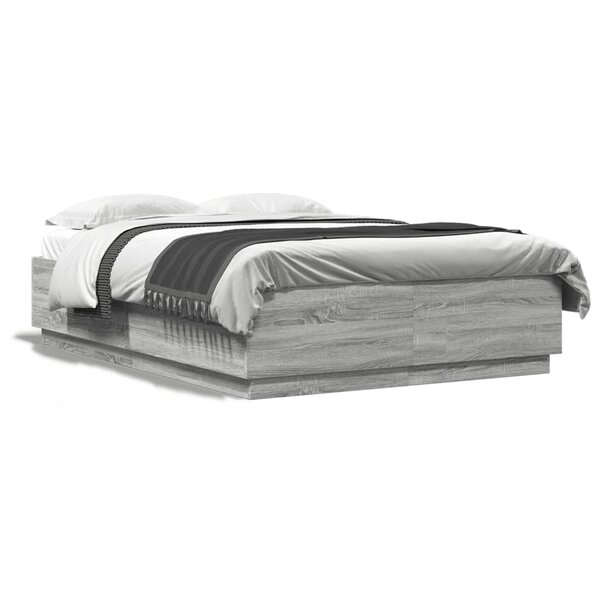 vidaXL Cadre de lit sans matelas sonoma gris 120x200 cm