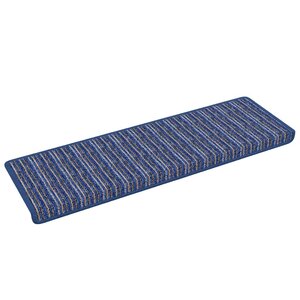 vidaXL Tapis d'escalier auto-adhésifs Rayé 15 Pièces Bleu 65 x 21 x 4 cm
