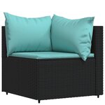 vidaXL Salon de jardin 3 Pièces avec coussins Noir Résine tressée