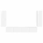 vidaXL Ensemble de meuble TV mural Montage mural 4 Pièces Blanc brillant
