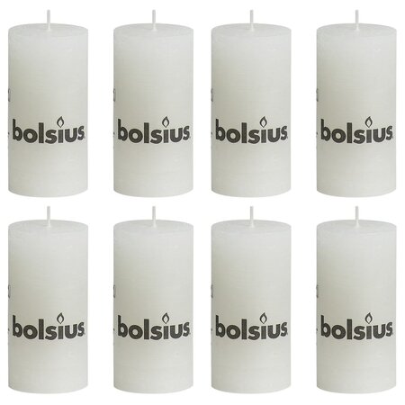 Bolsius bougies pilier rustiques 8 pièces 100x50 mm blanc