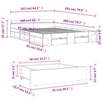 vidaXL Cadre de lit avec tiroirs sans matelas blanc 160x200 cm