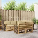 vidaXL Ensemble de canapés d'extérieur 7 Pièces Blanc et Beige