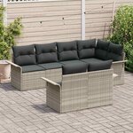 vidaXL Ensemble de canapé de jardin 7 Pièces Gris clair polyrotin