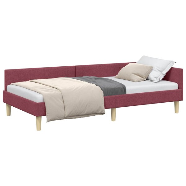 vidaXL Cadre de lit d'angle Bordeaux 90 x 200 cm tissu